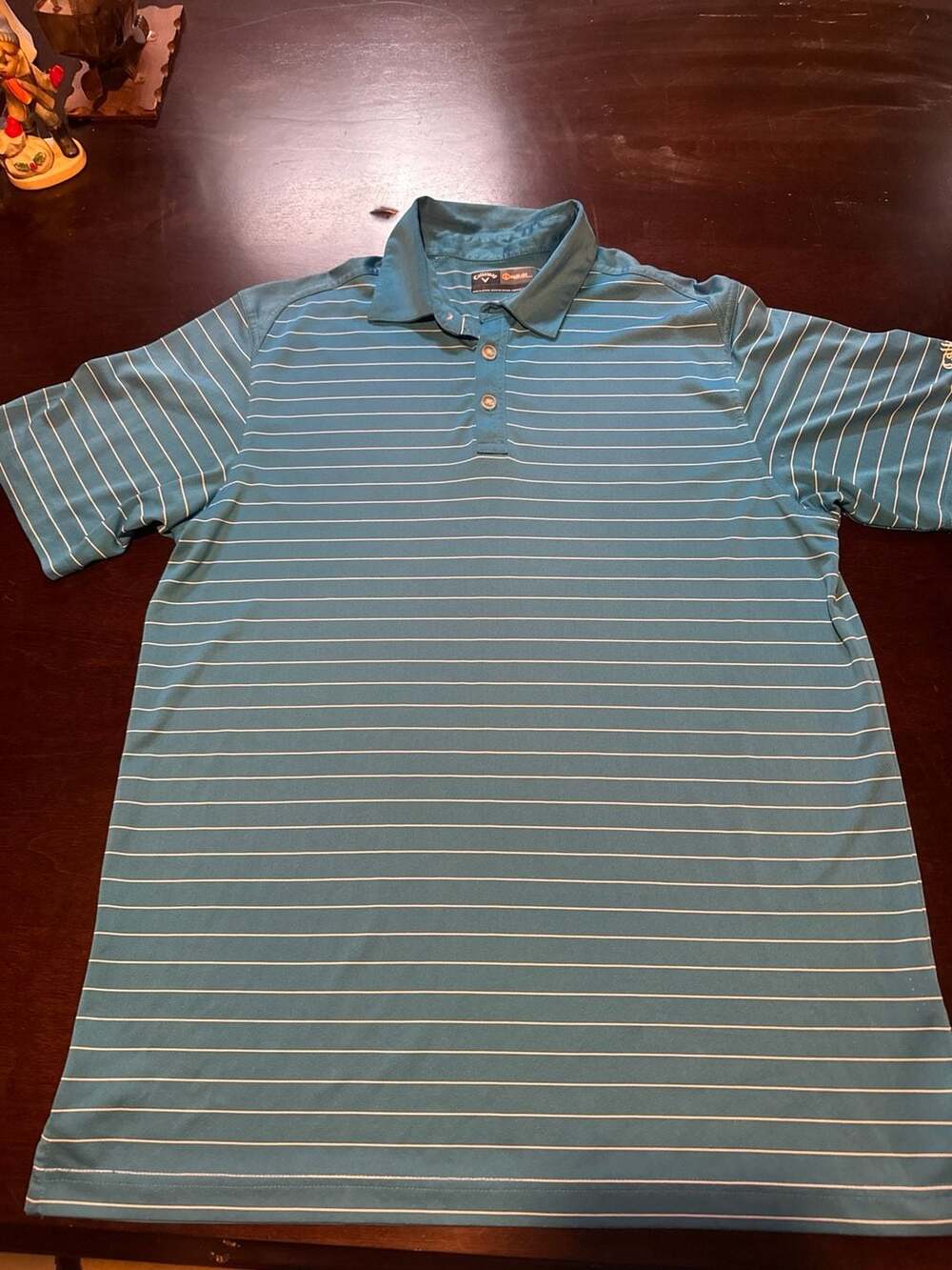 Callaway Opti-Dri Men's Teal and White Micro-Stripe Golf Polo Shirt
